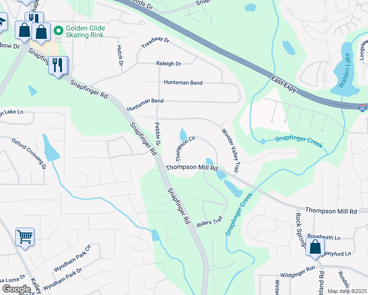 map of restaurants, bars, coffee shops, grocery stores, and more near 2855 Thompson Circle in Decatur