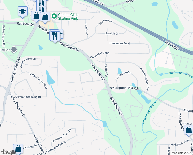 map of restaurants, bars, coffee shops, grocery stores, and more near 4431 Sterling Forest Drive in Decatur