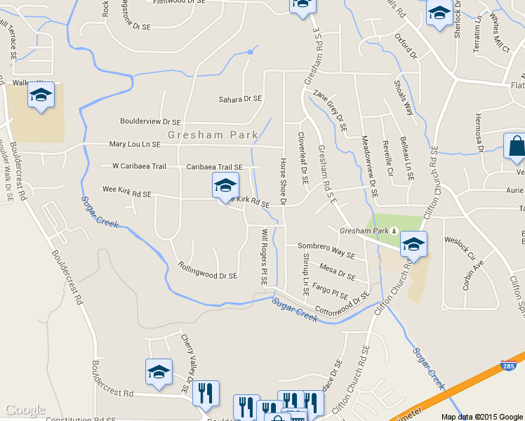 map of restaurants, bars, coffee shops, grocery stores, and more near 1902 Apache Trail Southeast in Atlanta