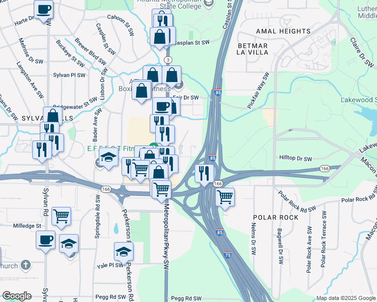 map of restaurants, bars, coffee shops, grocery stores, and more near 1985 Saint Johns Place in Atlanta