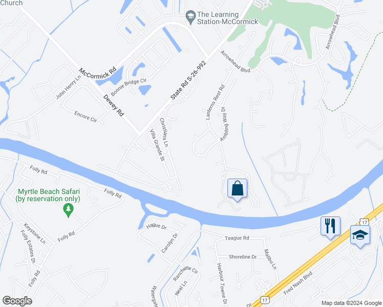 map of restaurants, bars, coffee shops, grocery stores, and more near 3748 Ducane Road in Myrtle Beach