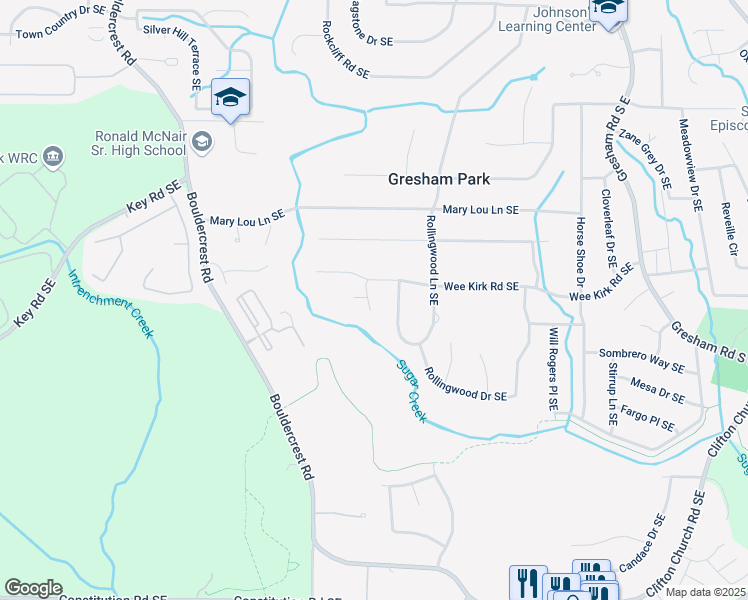 map of restaurants, bars, coffee shops, grocery stores, and more near 2979 Deleher Court Southeast in Atlanta