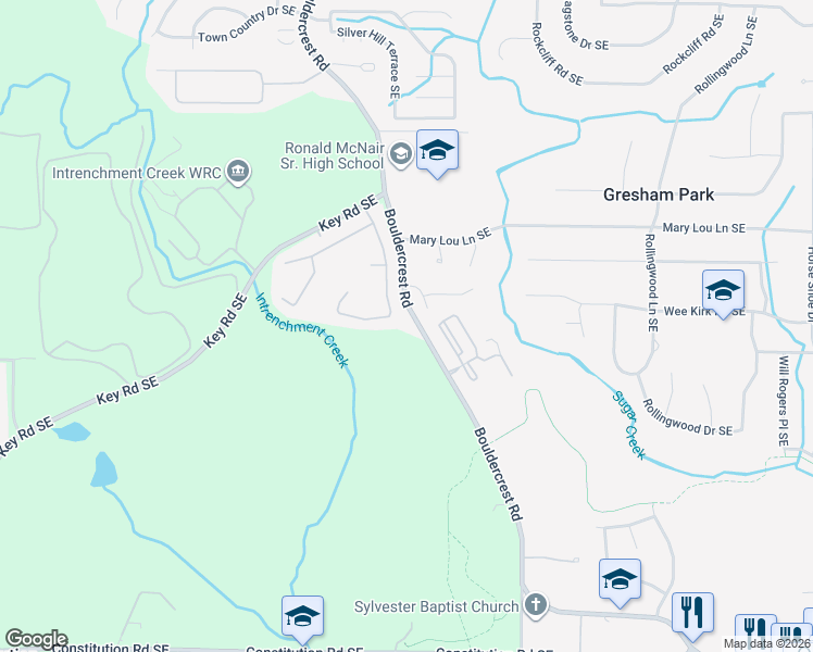 map of restaurants, bars, coffee shops, grocery stores, and more near 2003 Bouldercrest Road in Atlanta