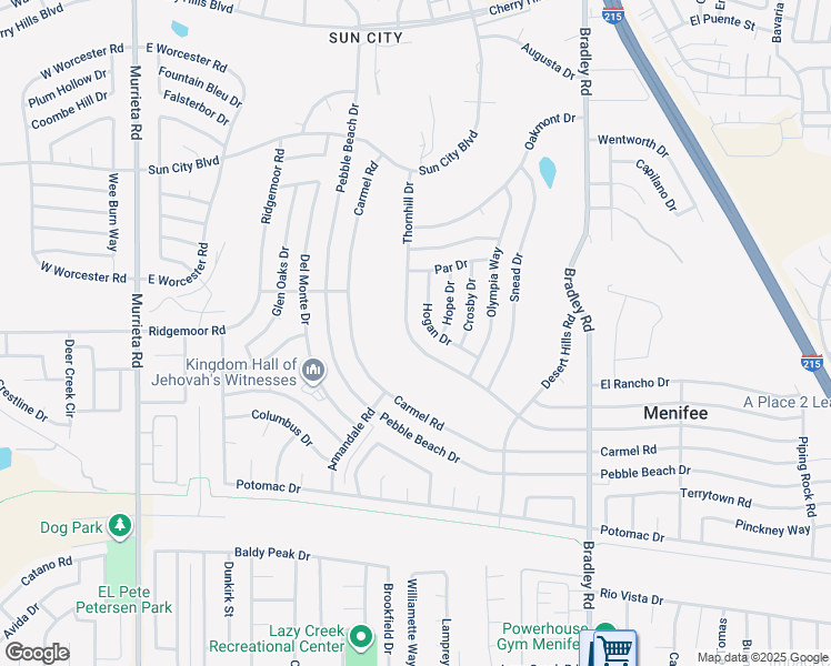 map of restaurants, bars, coffee shops, grocery stores, and more near 28996 Thornhill Drive in Menifee