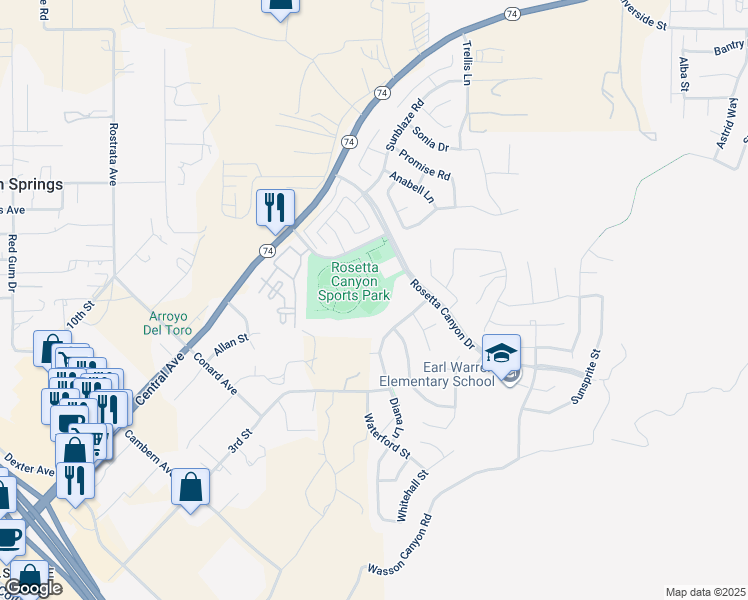 map of restaurants, bars, coffee shops, grocery stores, and more near 39423 Ardenwood Way in Lake Elsinore