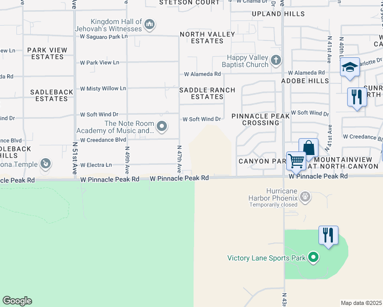 map of restaurants, bars, coffee shops, grocery stores, and more near 23447 North 47th Avenue in Glendale
