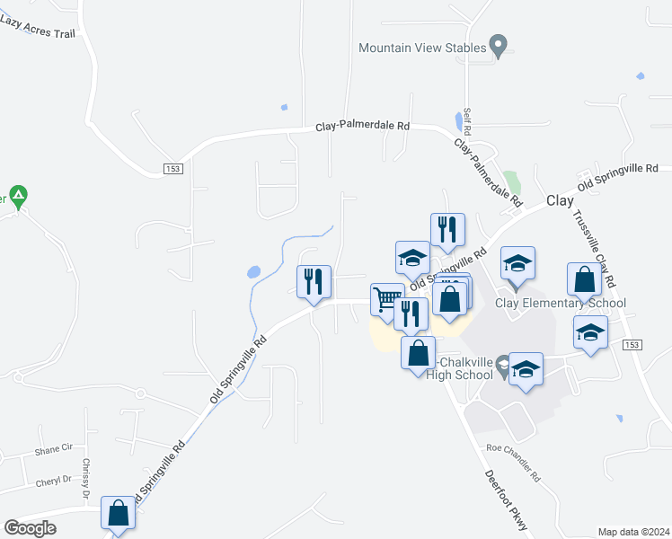 map of restaurants, bars, coffee shops, grocery stores, and more near 6713 Country Vale Drive in Pinson