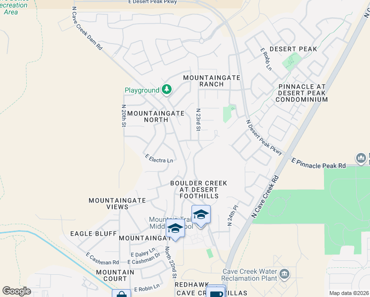 map of restaurants, bars, coffee shops, grocery stores, and more near 2156 East Electra Lane in Phoenix