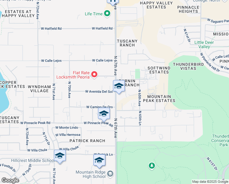 map of restaurants, bars, coffee shops, grocery stores, and more near 23623 North 67th Avenue in Glendale