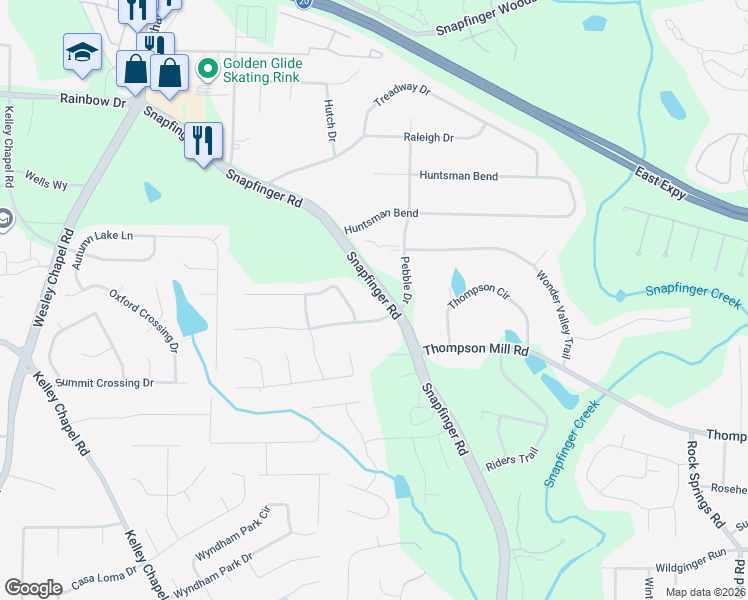 map of restaurants, bars, coffee shops, grocery stores, and more near 2795 Snapfinger Road in Decatur