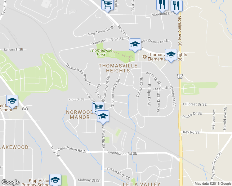 map of restaurants, bars, coffee shops, grocery stores, and more near 952 Billings Avenue Southeast in Atlanta