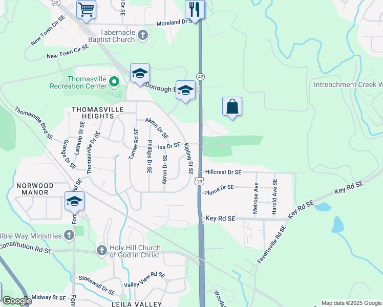 map of restaurants, bars, coffee shops, grocery stores, and more near 1144 Kipling Street Southeast in Atlanta