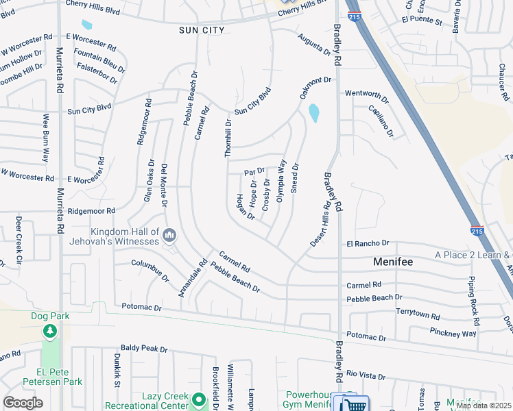 map of restaurants, bars, coffee shops, grocery stores, and more near 28970 Hope Drive in Menifee