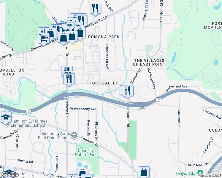 map of restaurants, bars, coffee shops, grocery stores, and more near in Atlanta