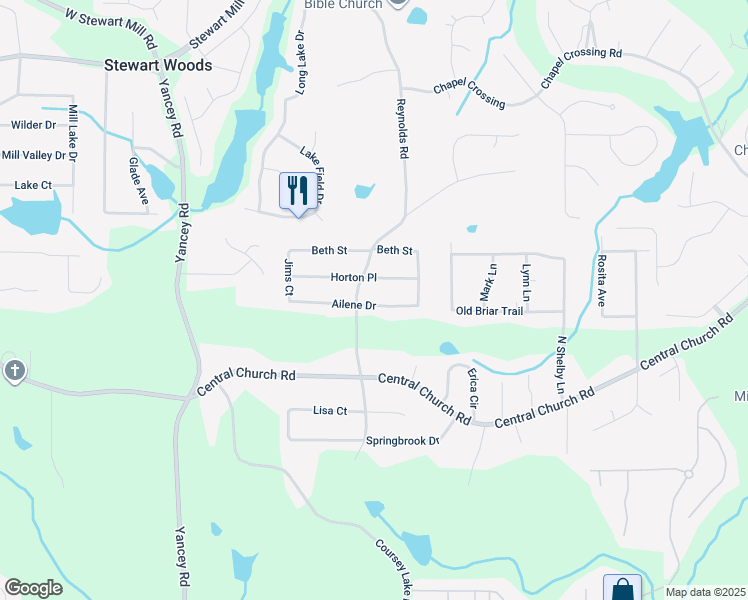 map of restaurants, bars, coffee shops, grocery stores, and more near 4982 Ailene Drive in Douglasville