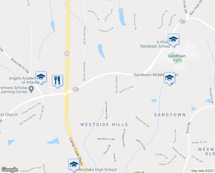 map of restaurants, bars, coffee shops, grocery stores, and more near 5560 Campbellton Road Southwest in Atlanta