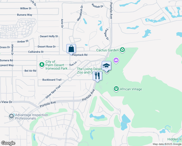 map of restaurants, bars, coffee shops, grocery stores, and more near 47900 Oasis Court in Palm Desert
