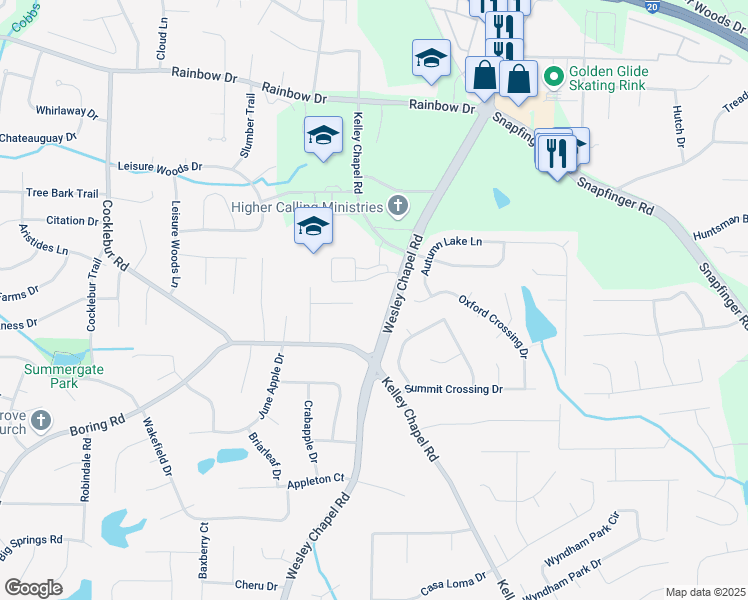 map of restaurants, bars, coffee shops, grocery stores, and more near 3053 Wesley Chapel Road in Decatur