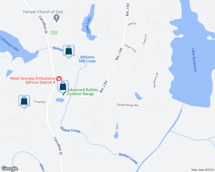 map of restaurants, bars, coffee shops, grocery stores, and more near 1674 Bar J Road in Temple