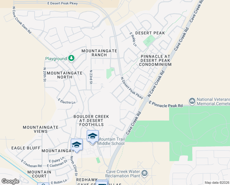 map of restaurants, bars, coffee shops, grocery stores, and more near 23519 North 24th Terrace in Phoenix