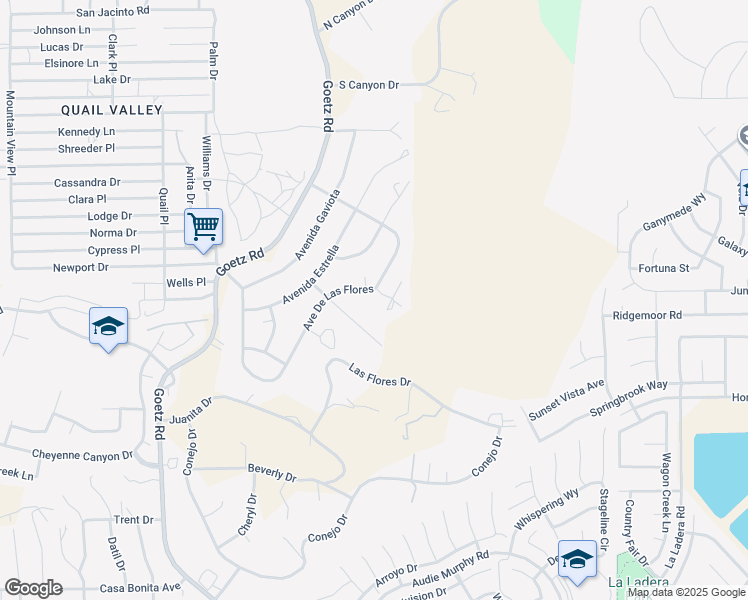 map of restaurants, bars, coffee shops, grocery stores, and more near 28850 Avenue De Las Flores in Menifee