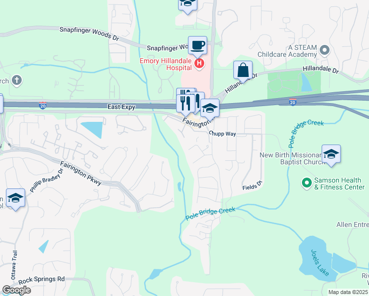 map of restaurants, bars, coffee shops, grocery stores, and more near in Lithonia