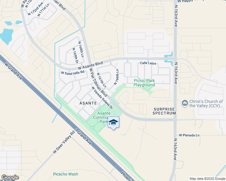 map of restaurants, bars, coffee shops, grocery stores, and more near 16644 West Soft Wind Drive in Surprise