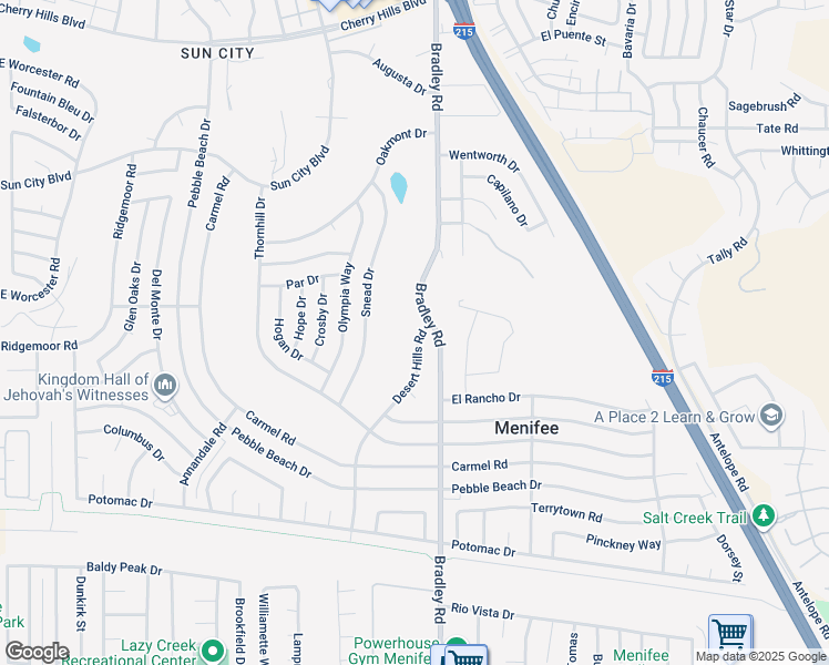 map of restaurants, bars, coffee shops, grocery stores, and more near 29011 Desert Hills Road in Menifee
