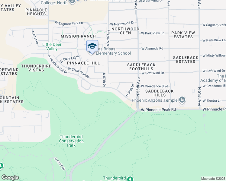 map of restaurants, bars, coffee shops, grocery stores, and more near 5605 West Pinnacle Hill Drive in Glendale