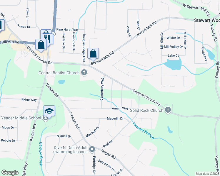 map of restaurants, bars, coffee shops, grocery stores, and more near 3876 Devon Wood Avenue in Douglasville