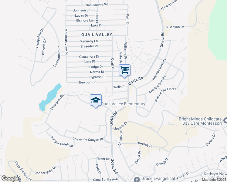 map of restaurants, bars, coffee shops, grocery stores, and more near 23860 Sierra Drive in Canyon Lake