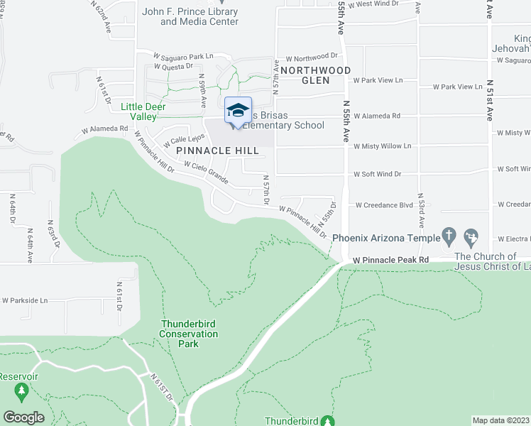map of restaurants, bars, coffee shops, grocery stores, and more near 5713 West Pinnacle Hill Drive in Glendale