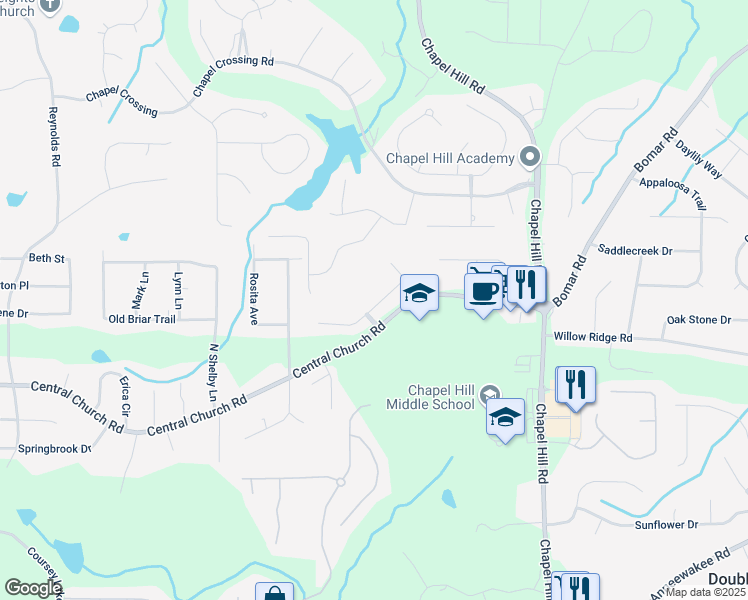 map of restaurants, bars, coffee shops, grocery stores, and more near 1229 Brentwood Court in Douglasville