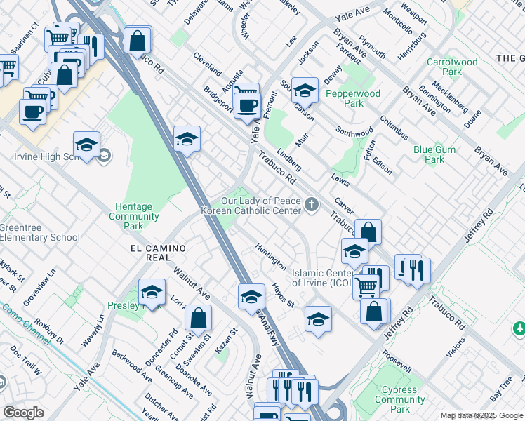 map of restaurants, bars, coffee shops, grocery stores, and more near 83 Remington in Irvine