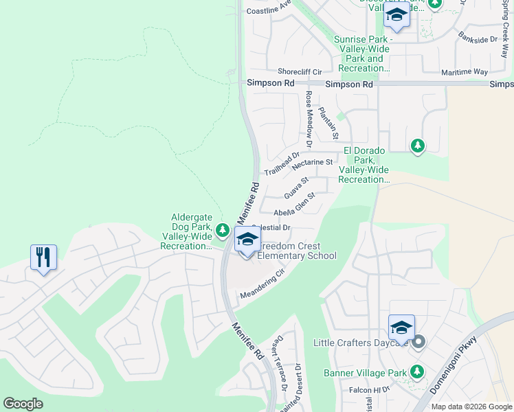 map of restaurants, bars, coffee shops, grocery stores, and more near 28939 Skylark Street in Menifee