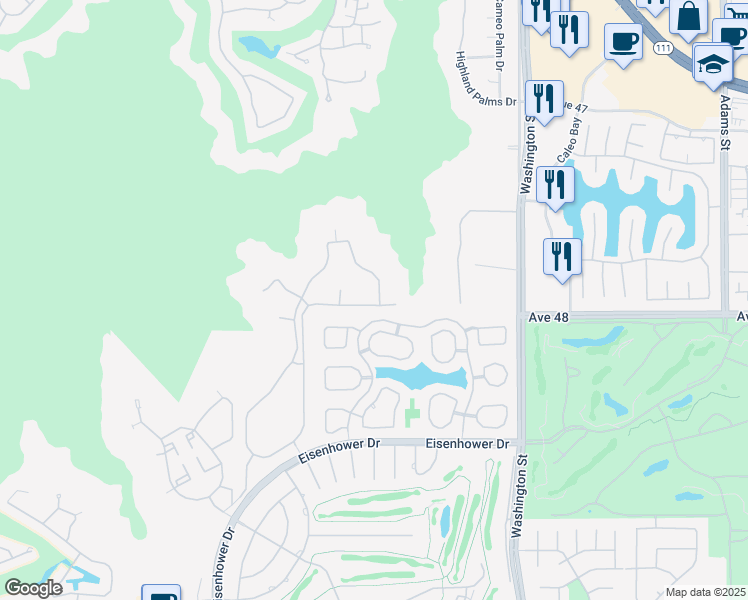 map of restaurants, bars, coffee shops, grocery stores, and more near 47925 Wind Spirit Drive in La Quinta