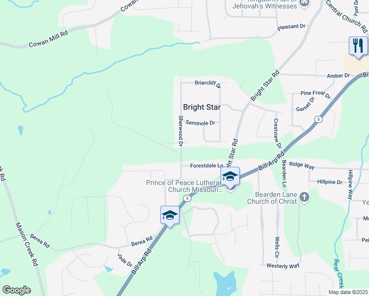 map of restaurants, bars, coffee shops, grocery stores, and more near 6668 Prinston Circle in Douglasville