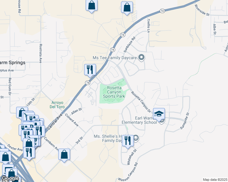 map of restaurants, bars, coffee shops, grocery stores, and more near 44419 Ardenwood Way in Lake Elsinore
