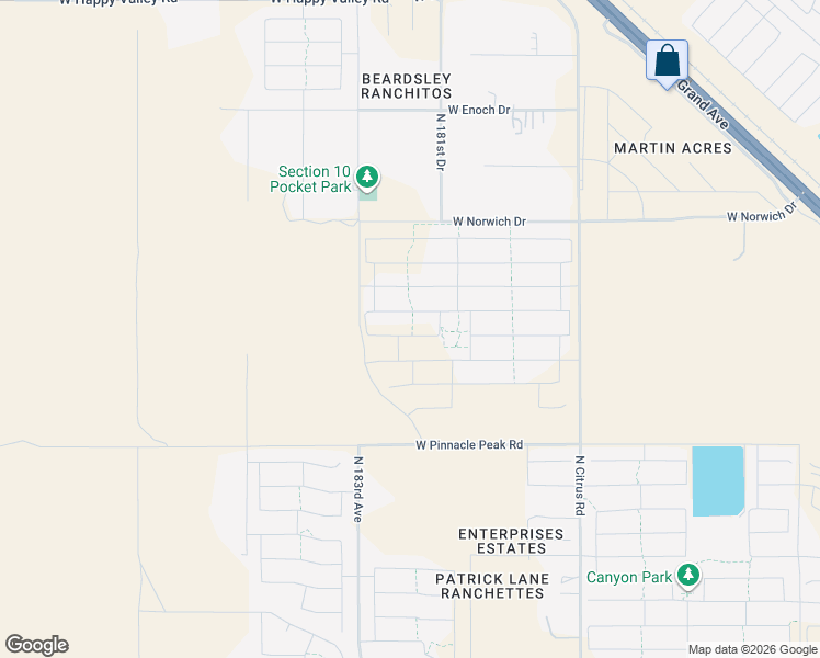 map of restaurants, bars, coffee shops, grocery stores, and more near 17901-18199 West Norwich Drive in Surprise