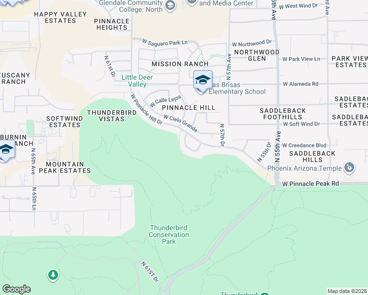 map of restaurants, bars, coffee shops, grocery stores, and more near 5839 West Electra Lane in Glendale