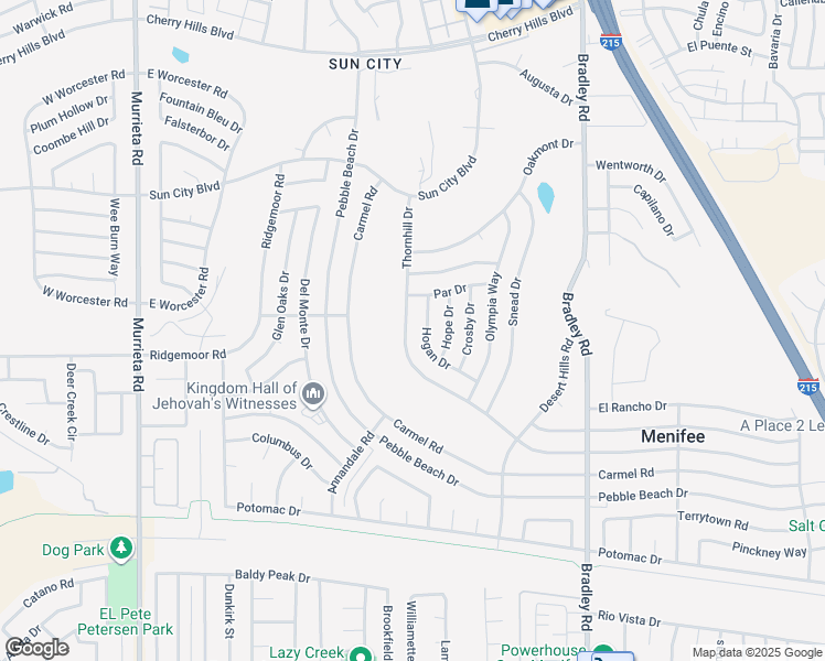 map of restaurants, bars, coffee shops, grocery stores, and more near 28928 Thornhill Drive in Menifee