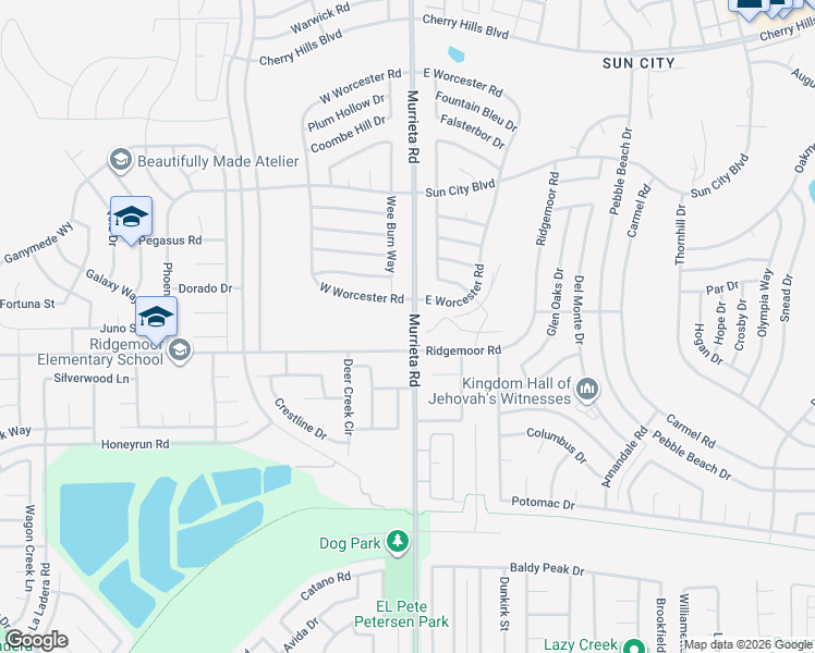 map of restaurants, bars, coffee shops, grocery stores, and more near 28941 Murrieta Road in Menifee