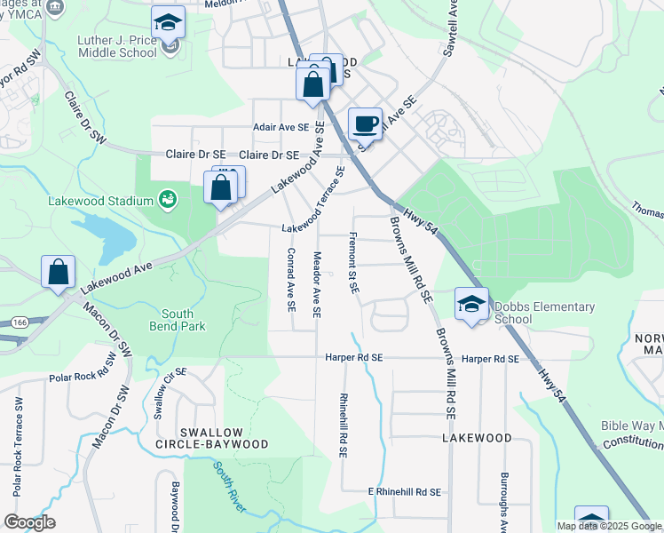 map of restaurants, bars, coffee shops, grocery stores, and more near 272 William Nye Drive Southeast in Atlanta