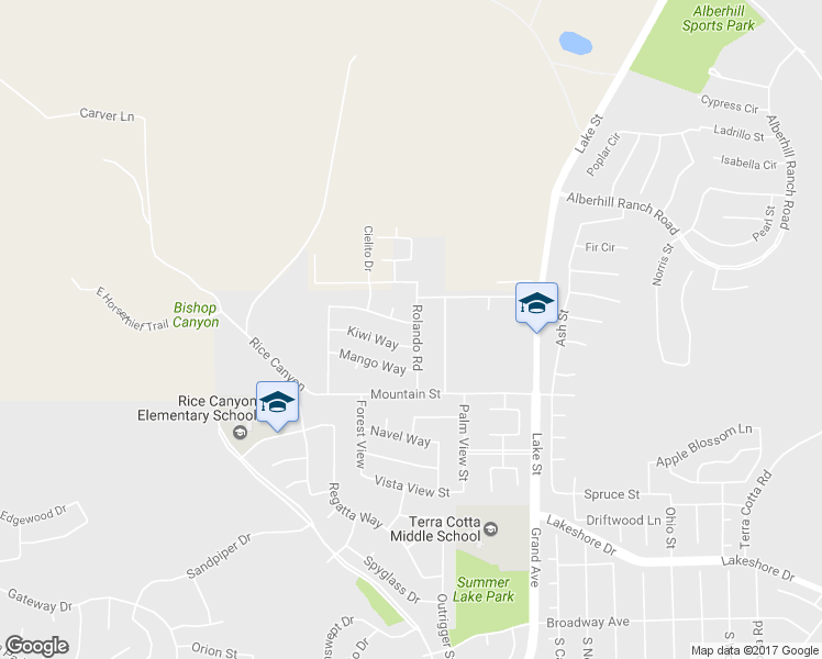 map of restaurants, bars, coffee shops, grocery stores, and more near 16496 Nectarine Way in Lake Elsinore