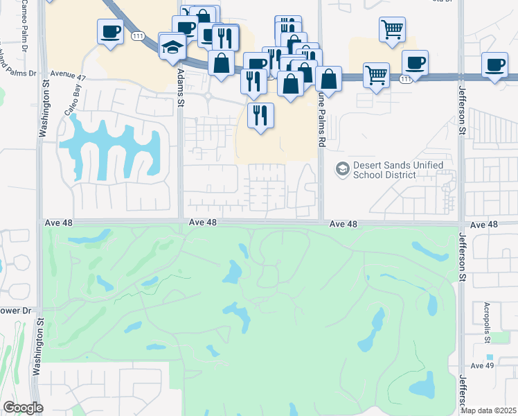 map of restaurants, bars, coffee shops, grocery stores, and more near 79270 Cool Reflection in La Quinta