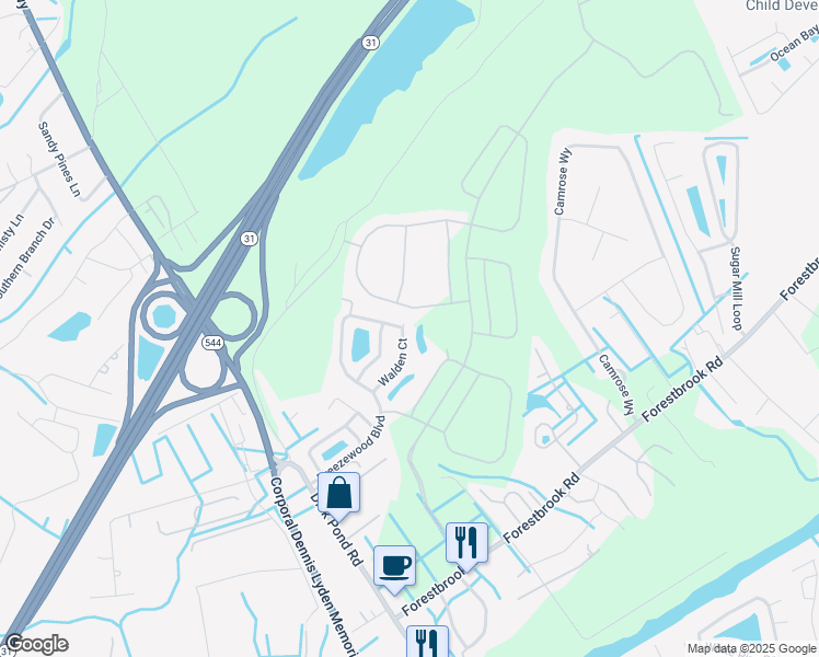 map of restaurants, bars, coffee shops, grocery stores, and more near 7018 Walden Ct in Myrtle Beach