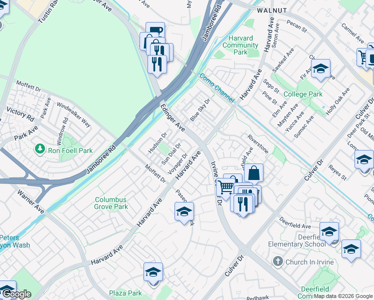 map of restaurants, bars, coffee shops, grocery stores, and more near 560 Orion Rd in Tustin