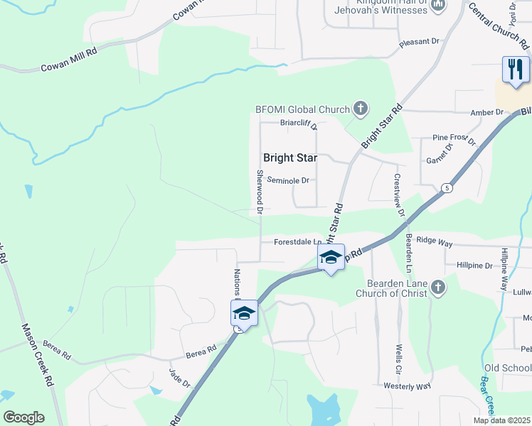 map of restaurants, bars, coffee shops, grocery stores, and more near 6668 Prinston Circle in Douglasville