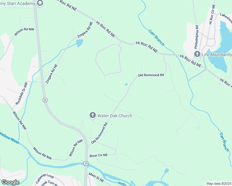 map of restaurants, bars, coffee shops, grocery stores, and more near 1606 Parker Drive Northeast in Conyers