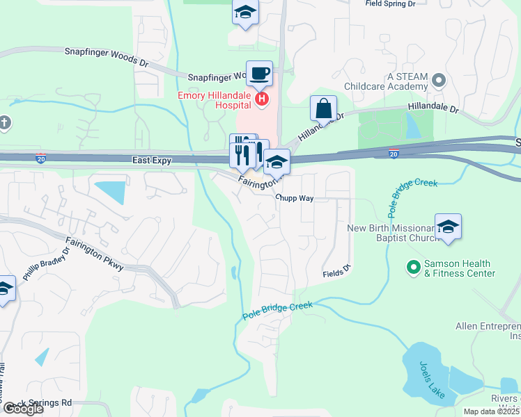map of restaurants, bars, coffee shops, grocery stores, and more near in Lithonia